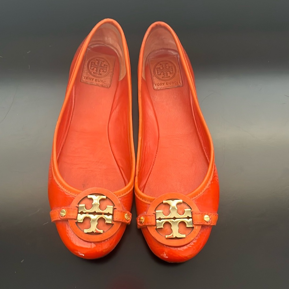 Tory Burch Orange Patent Flats